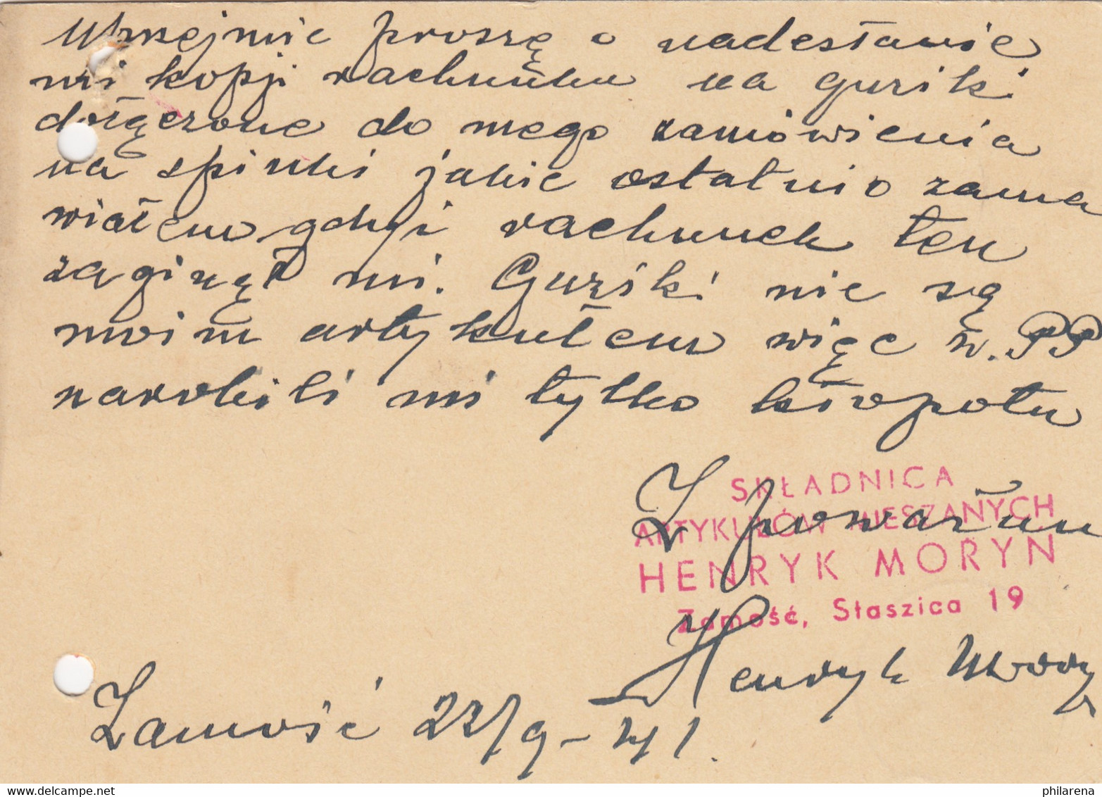 GG: 2x Ganzsache Piaski / Zamosc Nach Tschenstochau - Judenrat - Bezetting 1938-45