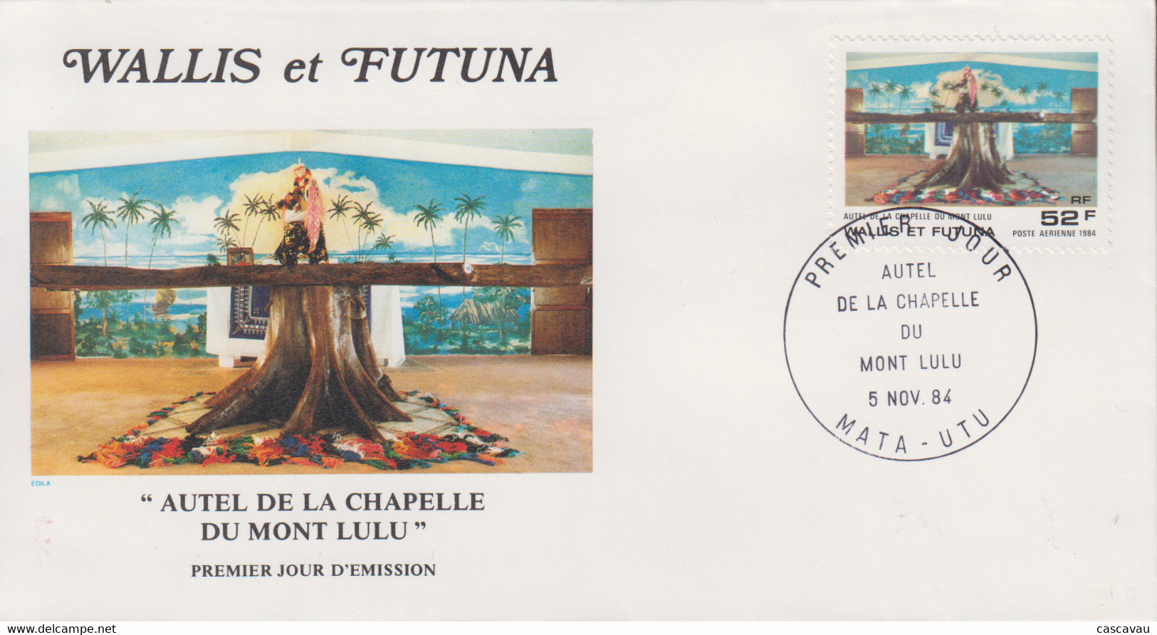 Enveloppe  FDC  1er  Jour    WALLIS  ET  FUTUNA     Autel  De  La  Chapelle  Du   Mont  LULU    1984 - FDC