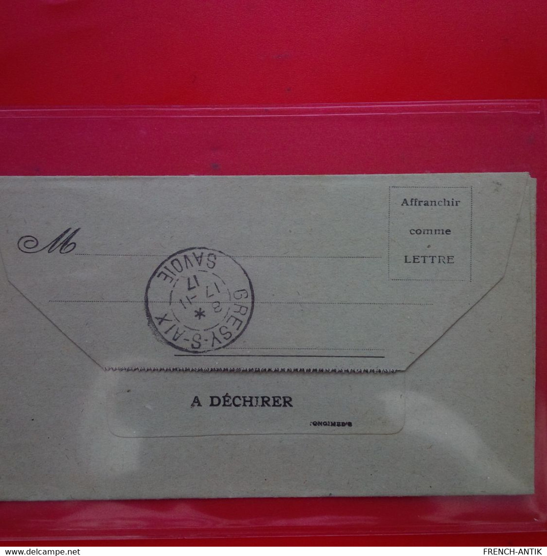 LETTRE POUR GRESY SUR AIX SAVOIE CACHET CONVOIS AUTOMOBILES SECTION T.M 1917 - Military Postage Stamps