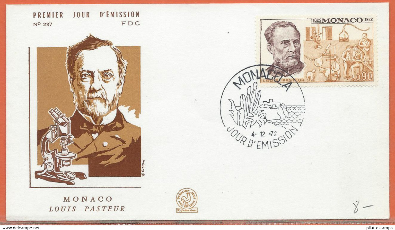 PASTEUR MONACO FDC DE 1972 - Louis Pasteur