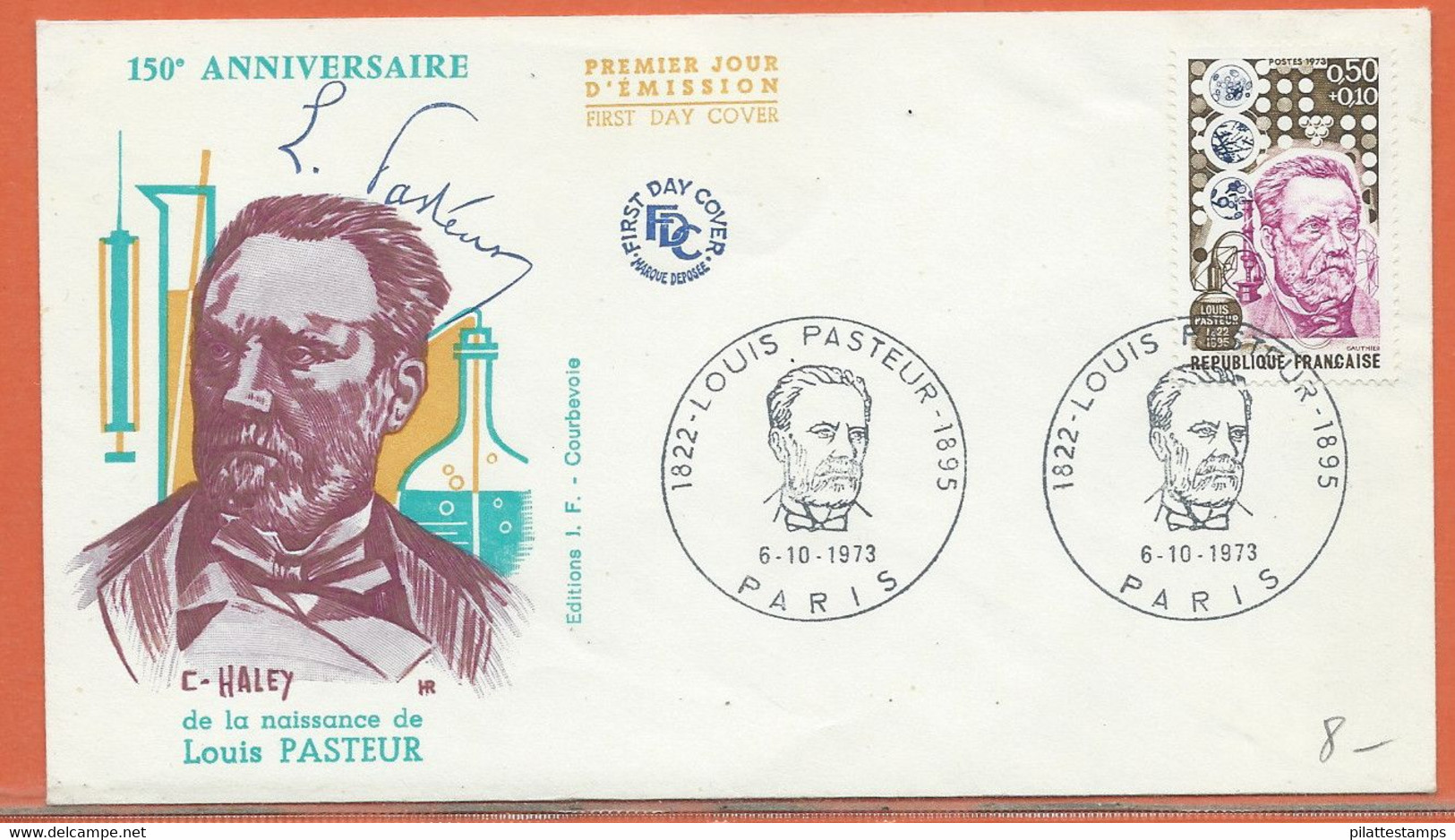 PASTEUR FRANCE FDC DE 1973 - Louis Pasteur