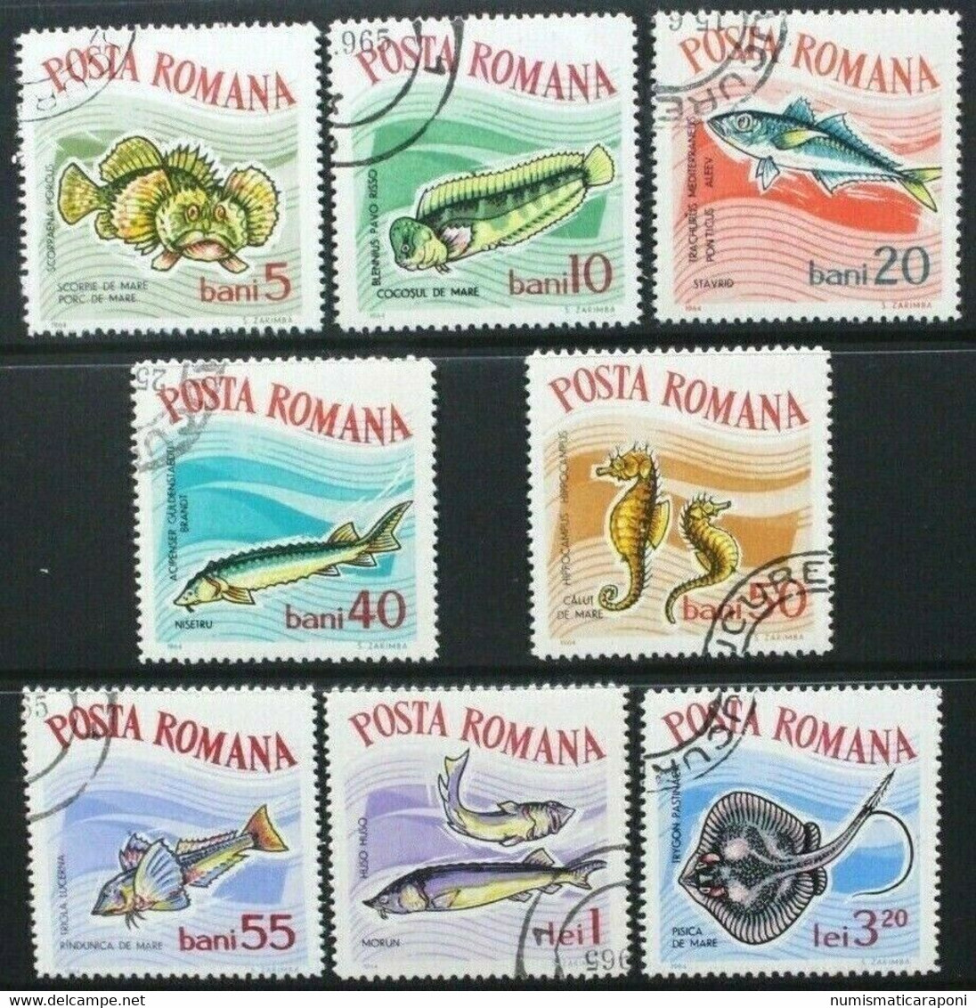 Romania 1964 Pesci 8 Valori Timbrati COD.FRA.1730 - Used Stamps