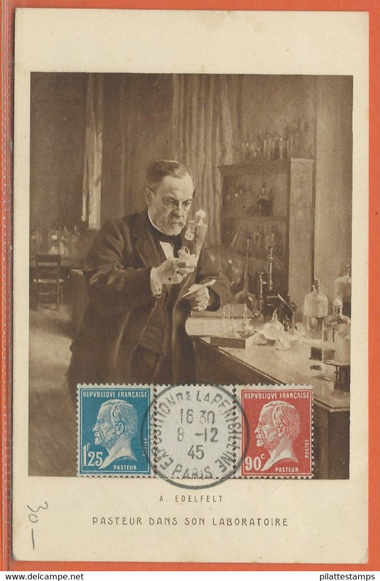 PASTEUR FRANCE OBLITERATION DE 1945 DE PARIS - Louis Pasteur