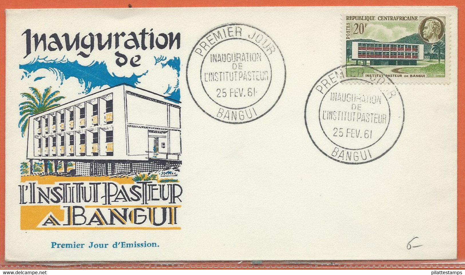 PASTEUR CENTRAFRIQUE FDC DE 1961 - Louis Pasteur