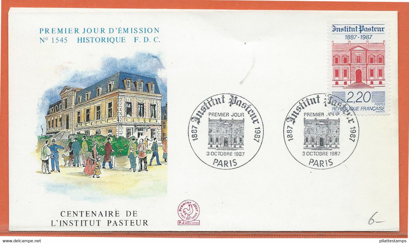 PASTEUR FRANCE FDC DE 1987 - Louis Pasteur