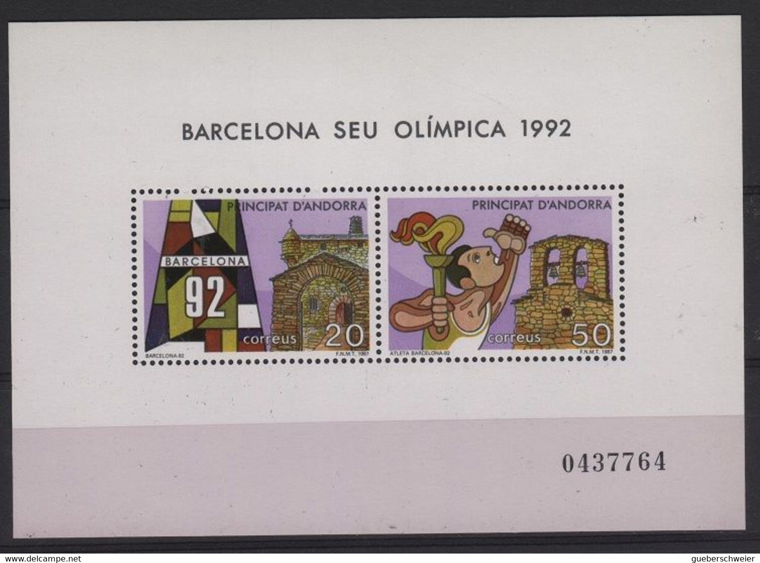 AND 72 - ANDORRE BF 2 Neuf** Jeux Olympiques 1992 Barcelone - Blocks & Sheetlets