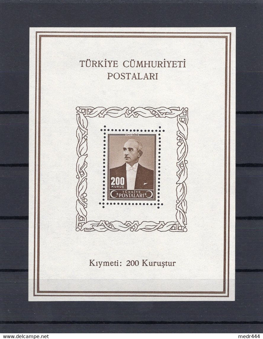 Turkey/Turquie 1943 - The President Inonu - Souvenir Sheet - MNH** Excellent Quality - Lettres & Documents