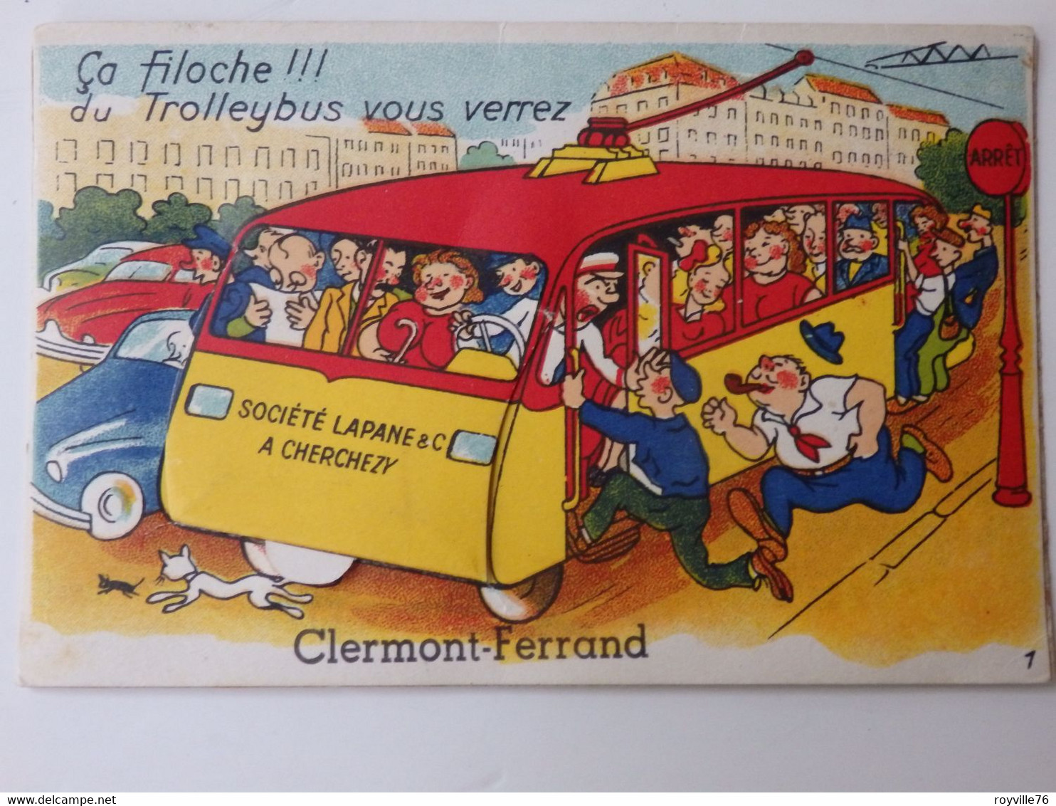 Carte à Système Sur Clermont-Ferrand "ça Filoche!!!du Trolleybus Vous Verrez". - Clermont Ferrand