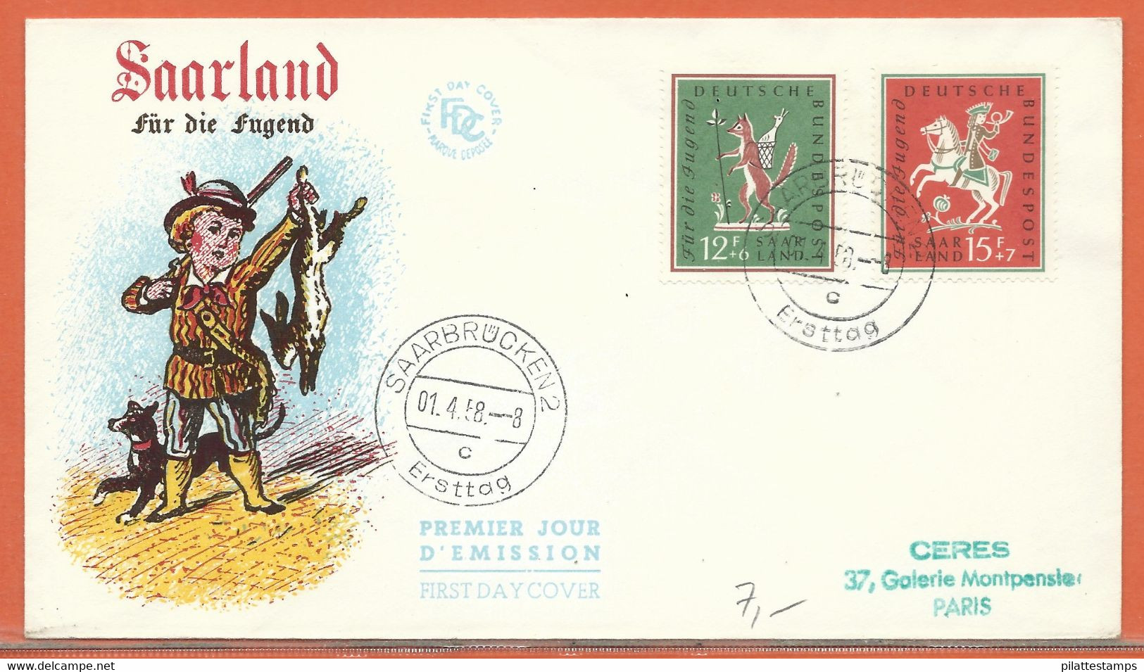 PECHE/CHASSE ALLEMAGNE FDC DE 1958 - Autres & Non Classés