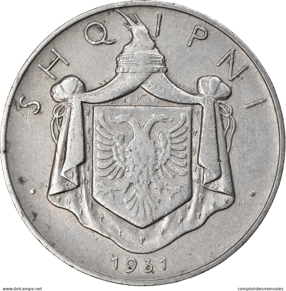 Monnaie, Albania, Zog I, 1/2 Lek, 1931, Rome, TB+, Nickel, KM:13 - Albanie
