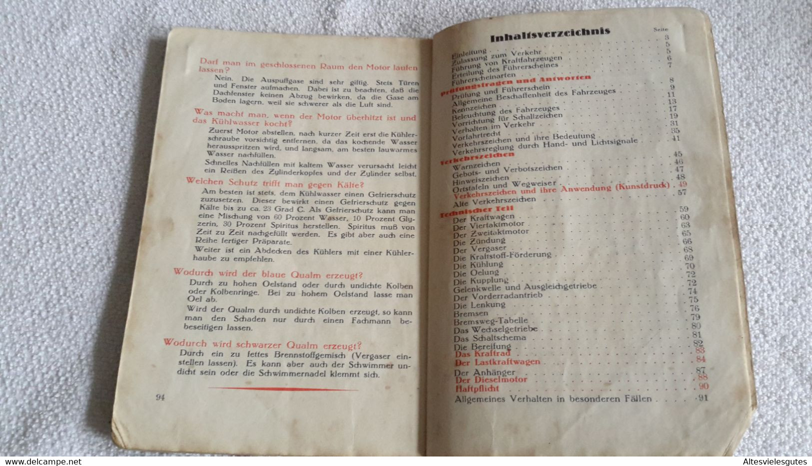 Lehrbuch für Kraftfahrer aller Klassen 1936 Fahrschullehrmittel Auto Motorrad