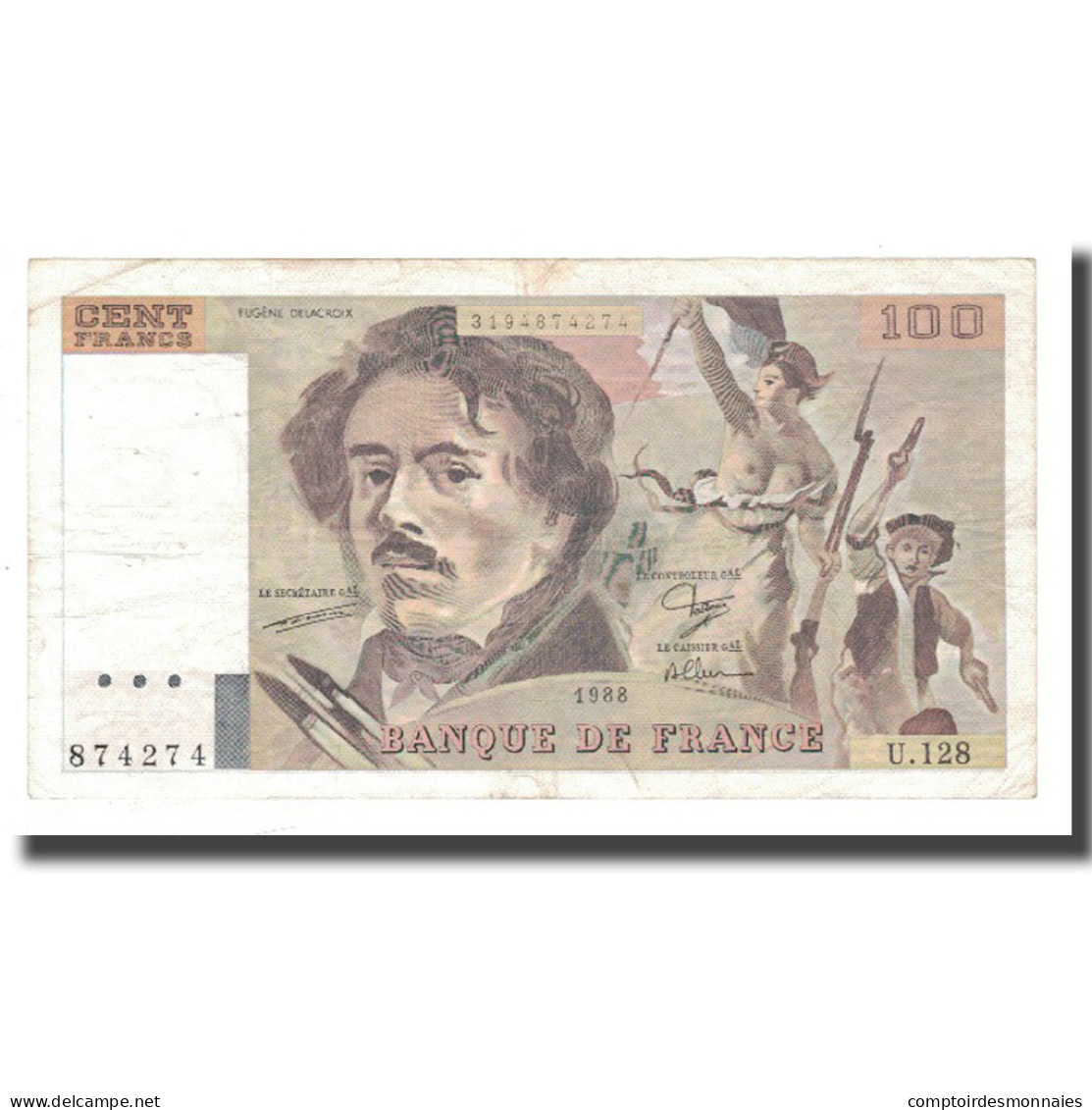 France, 100 Francs, 1988, TTB, Fayette:69.12, KM:154d - 100 F 1978-1995 ''Delacroix''
