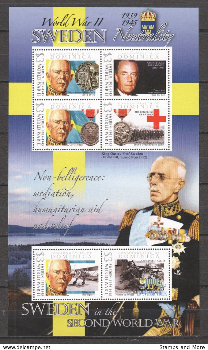 Dominica - MNH Sheet WORLD WAR 2 - SWEDEN IN WAR - WW2