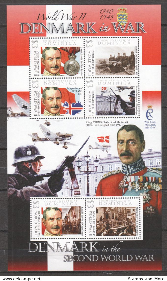 Dominica - MNH Sheet WORLD WAR 2 - DENMARK IN WAR - WW2