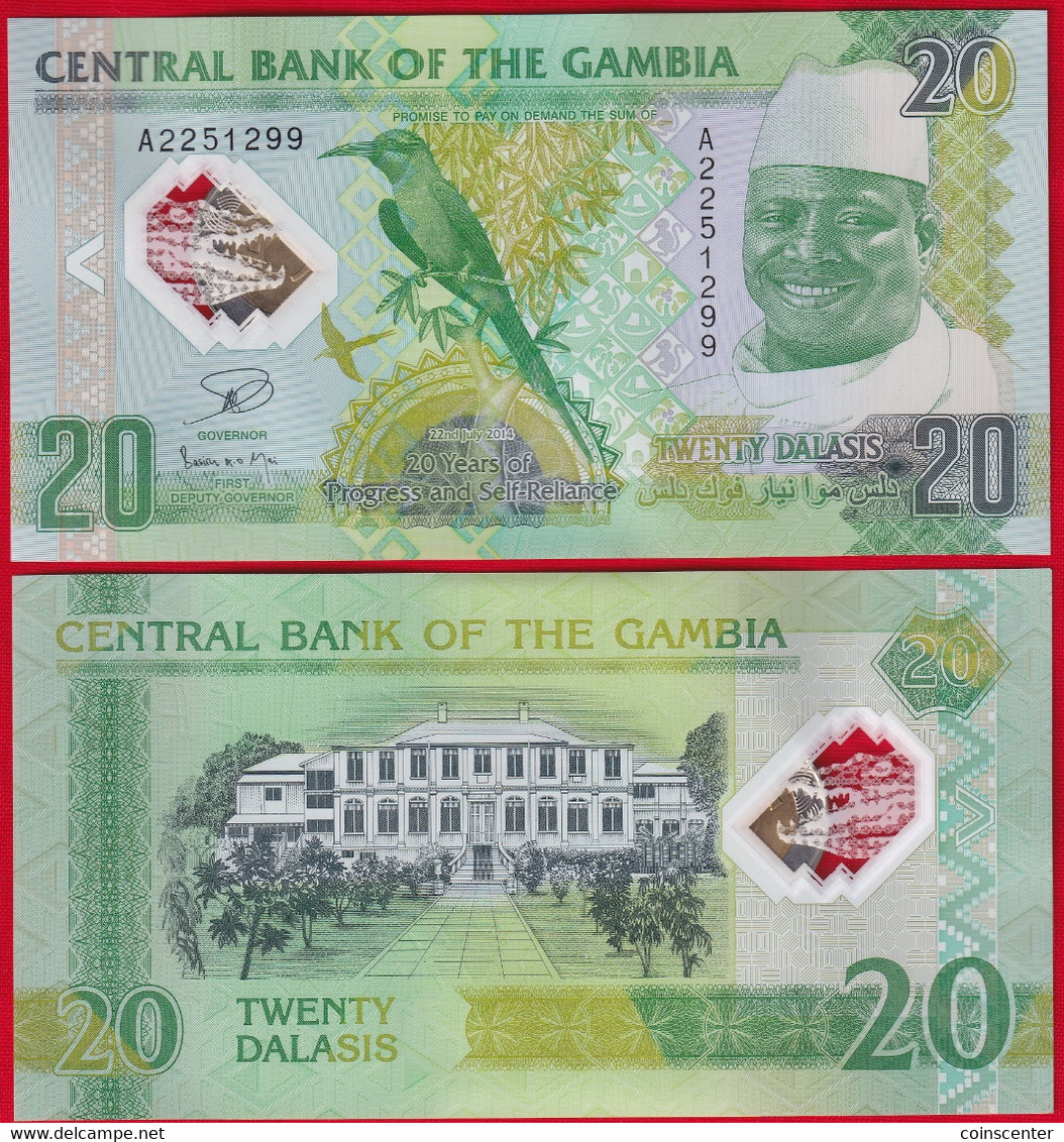 Gambia 20 Dalasis 2014 P-30 "20 Years Of Progress" Polymer UNC - Gambie