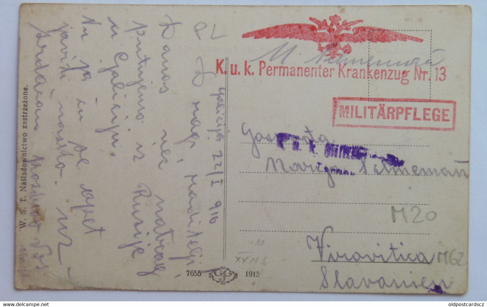 Poland M62 Tarnobrzeg 1916 Castle K.u.K. Permanenter Krankenzug Nr. 13 Stamp Militarpflege - Polonia