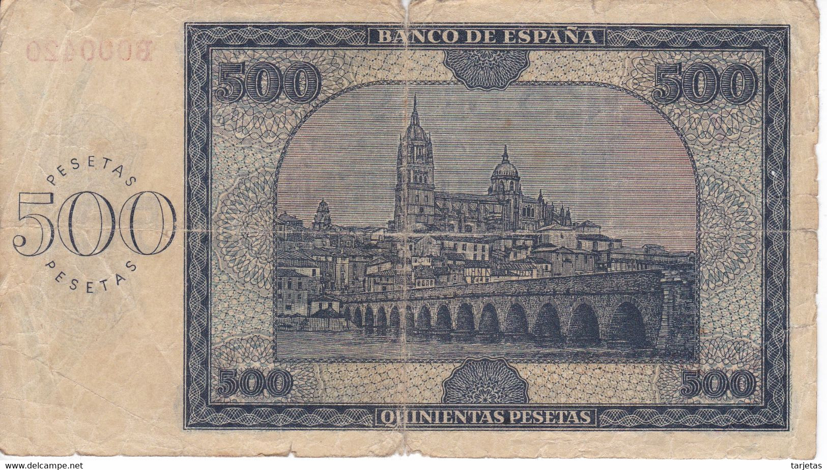 BILLETE DE BURGOS DE 500 PTAS DEL AÑO 1936 NUMERO MUY BAJO 000420  (DIFÍCIL Y RARO) - 500 Pesetas