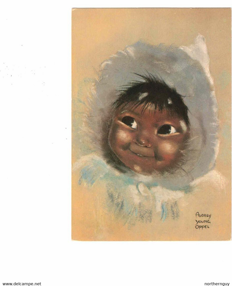 Eskimo "Little Caribou", 1973 4X6 Postcard, Canada, Signed Artist Audrey Young Oppel - Yukon