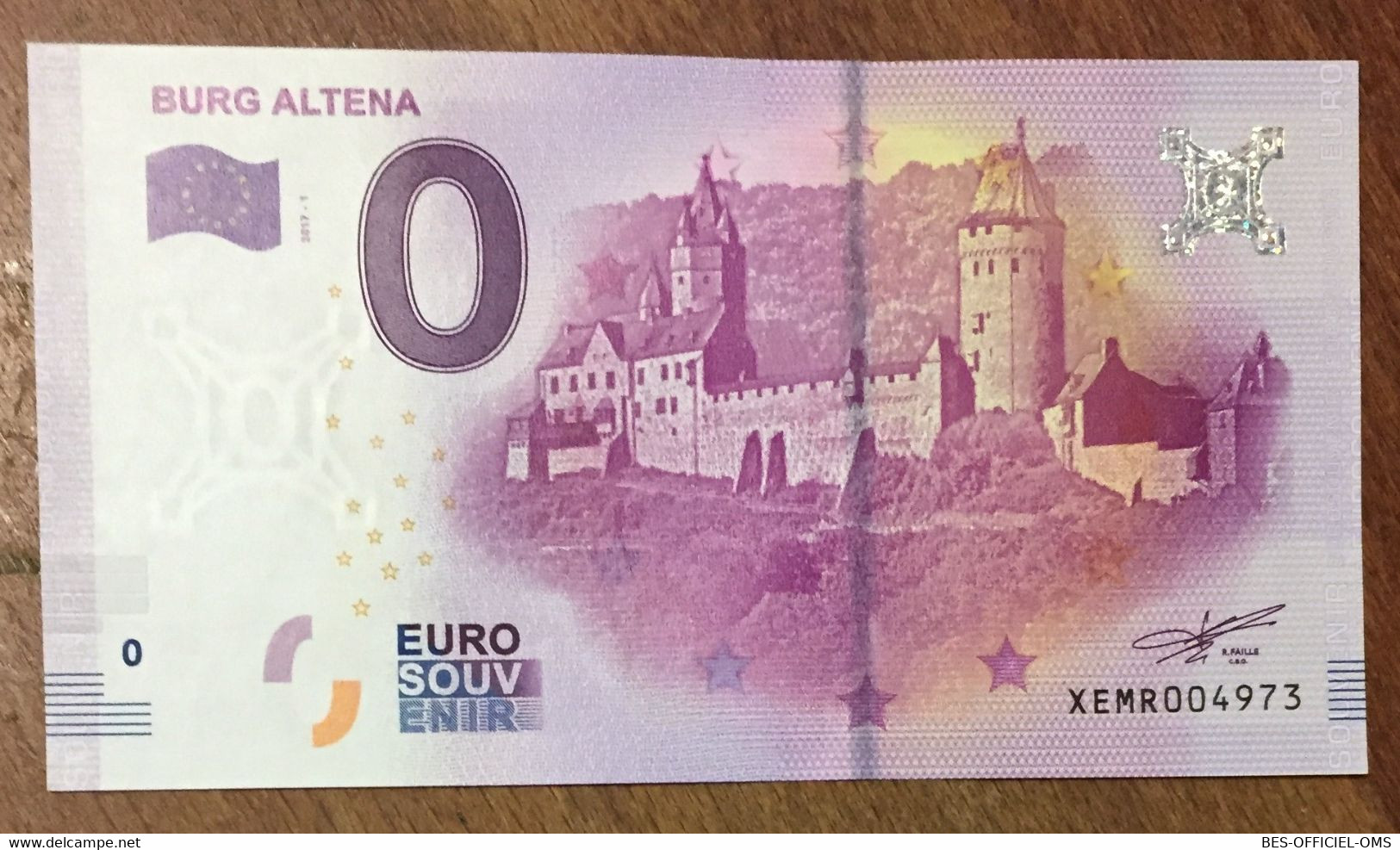 2017 BILLET 0 EURO SOUVENIR ALLEMAGNE DEUTSCHLAND BURG ALTENA ZERO 0 EURO SCHEIN BANKNOTE PAPER MONEY - [17] Fakes & Specimens