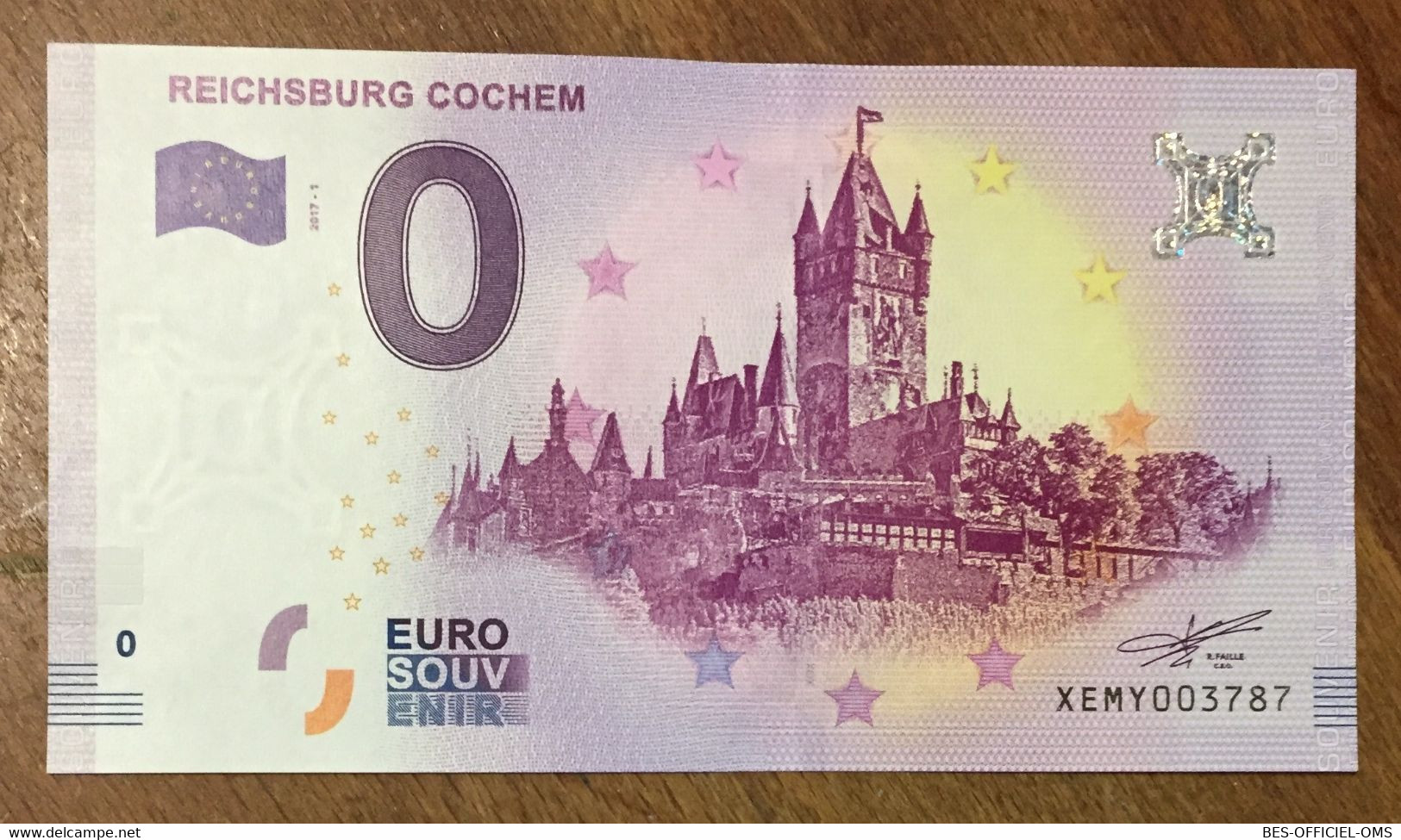 2017 BILLET 0 EURO SOUVENIR ALLEMAGNE DEUTSCHLAND REICHSBURG COCHEM ZERO 0 EURO SCHEIN BANKNOTE PAPER MONEY - [17] Fakes & Specimens