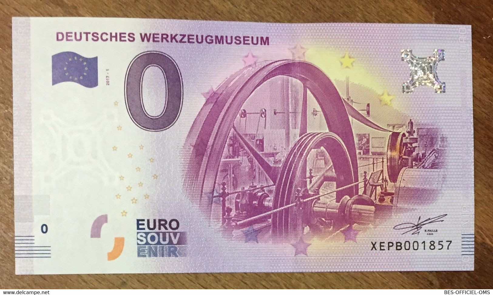 2017 BILLET 0 EURO SOUVENIR ALLEMAGNE DEUTSCHLAND DEUTSCHES WERKZEUGMUSEUM ZERO 0 EURO SCHEIN BANKNOTE PAPER MONEY - [17] Fictifs & Specimens