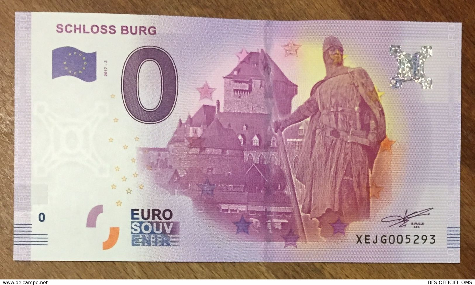 2017 BILLET 0 EURO SOUVENIR ALLEMAGNE DEUTSCHLAND SCHLOSS BURG ZERO 0 EURO SCHEIN BANKNOTE PAPER MONEY - [17] Fakes & Specimens