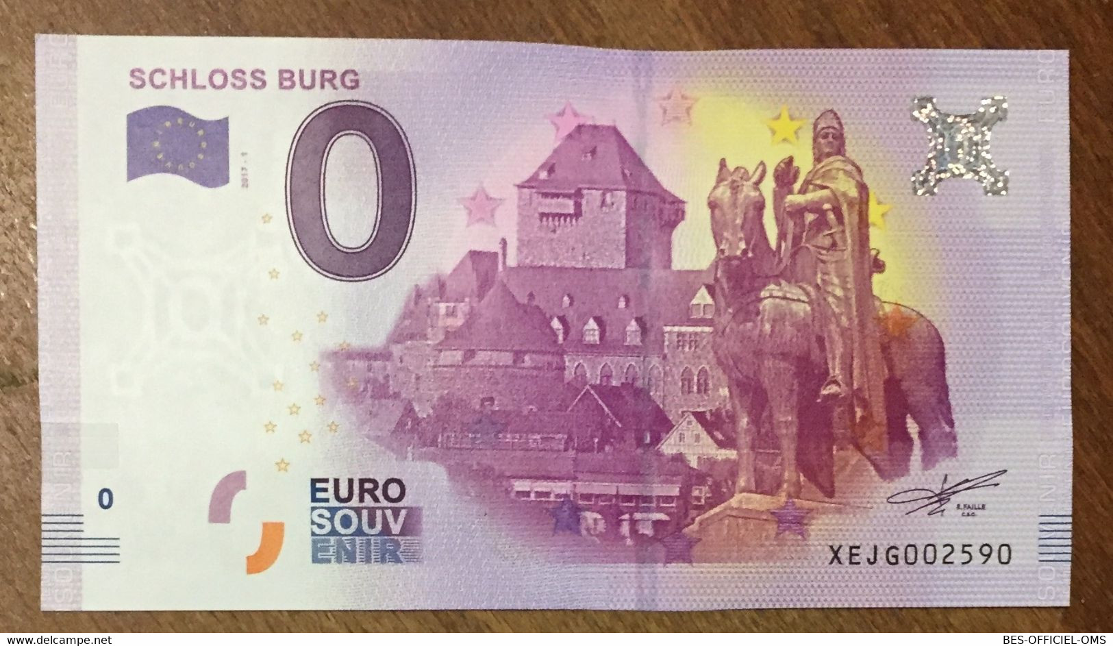 2017 BILLET 0 EURO SOUVENIR ALLEMAGNE DEUTSCHLAND SCHLOSS BURG ZERO 0 EURO SCHEIN BANKNOTE PAPER MONEY - Specimen