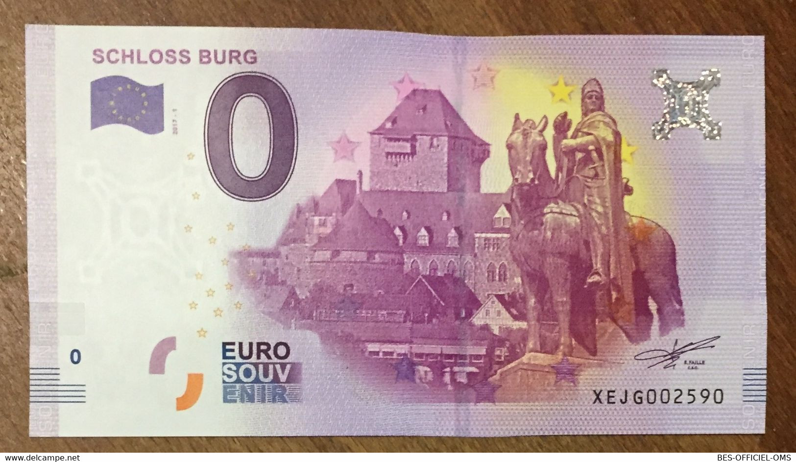 2017 BILLET 0 EURO SOUVENIR ALLEMAGNE DEUTSCHLAND SCHLOSS BURG ZERO 0 EURO SCHEIN BANKNOTE PAPER MONEY - [17] Vals & Specimens