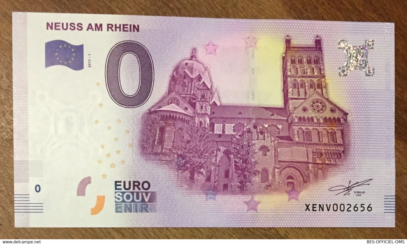 2017 BILLET 0 EURO SOUVENIR ALLEMAGNE DEUTSCHLAND NEUSS AM RHEIN ZERO 0 EURO SCHEIN BANKNOTE PAPER MONEY - Specimen