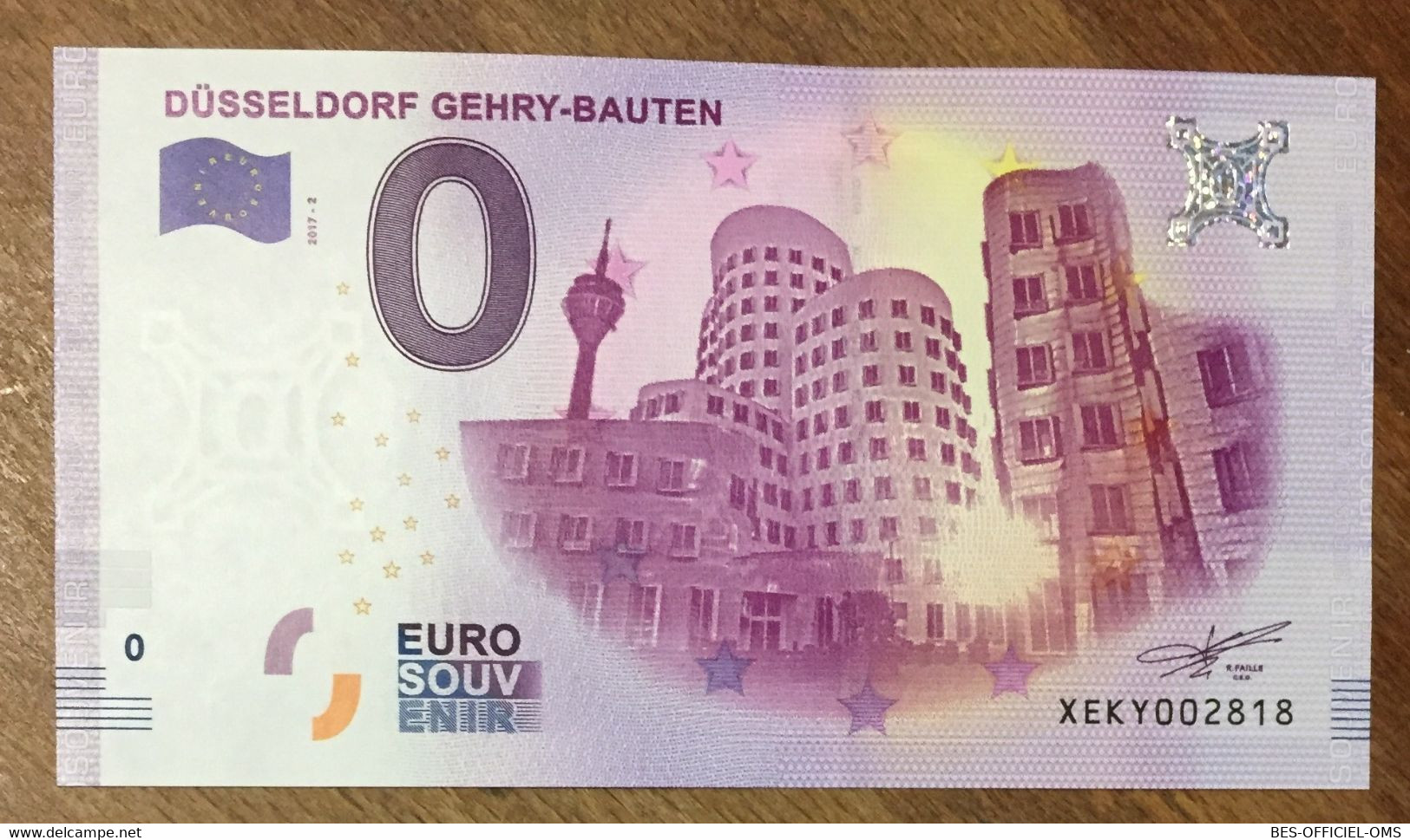 2017 BILLET 0 EURO SOUVENIR ALLEMAGNE DEUTSCHLAND DÜSSELDORF GEHRY-BAUTEN ZERO 0 EURO SCHEIN BANKNOTE PAPER MONEY - [17] Fakes & Specimens