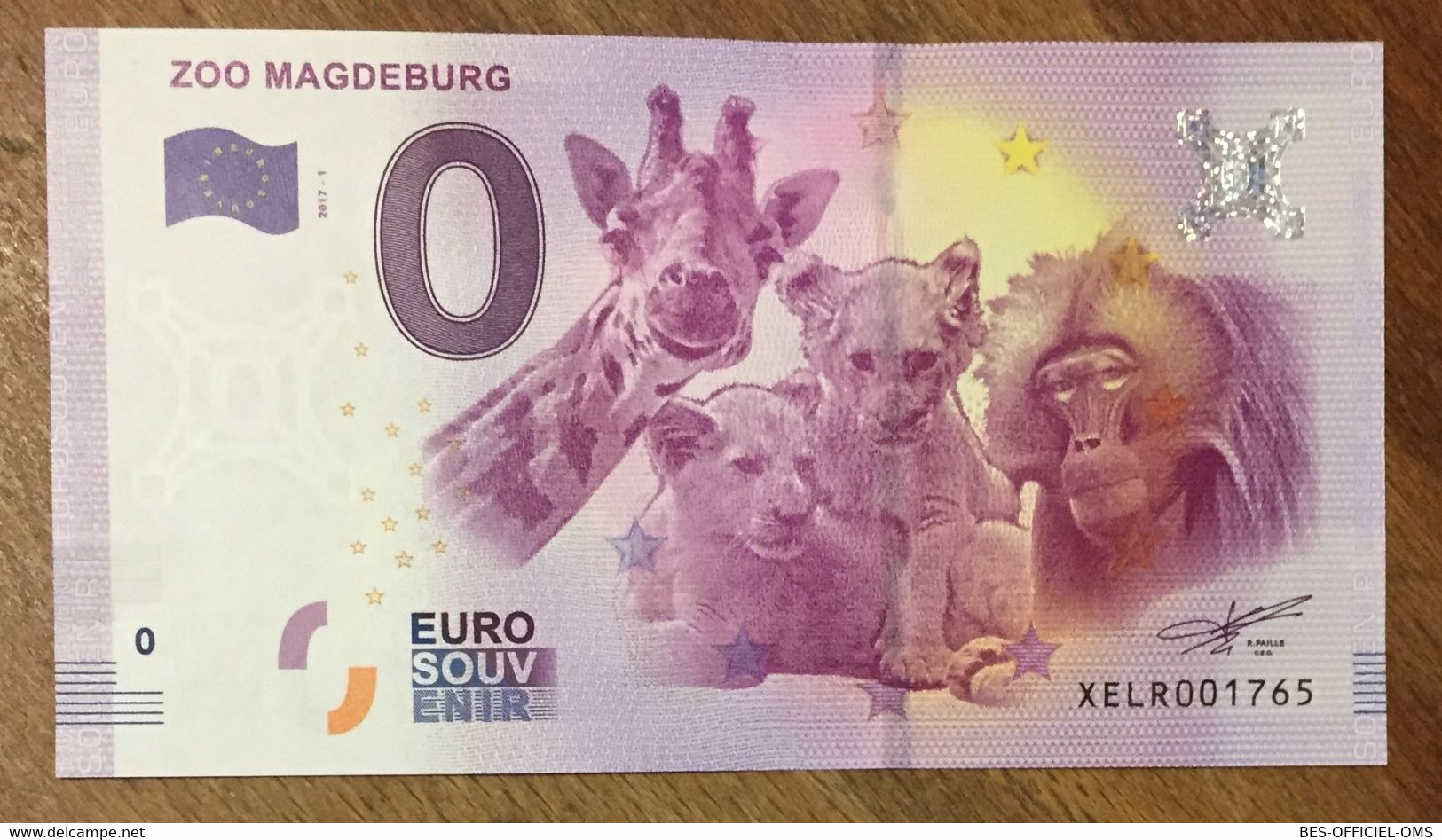 2017 BILLET 0 EURO SOUVENIR ALLEMAGNE DEUTSCHLAND ZOO MAGDEBURG ZERO 0 EURO SCHEIN BANKNOTE PAPER MONEY - [17] Vals & Specimens