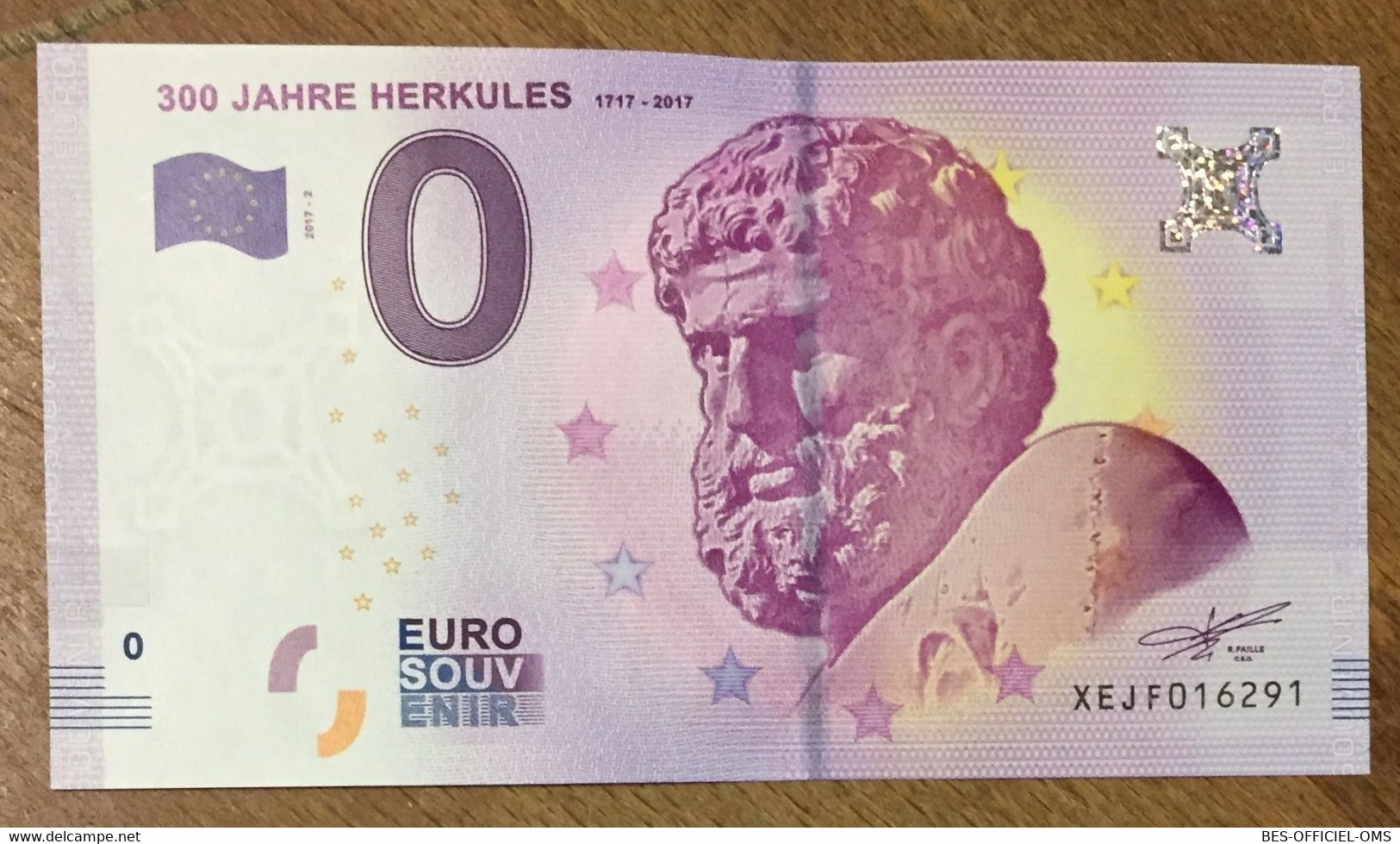 2017 BILLET 0 EURO SOUVENIR ALLEMAGNE DEUTSCHLAND 300 JAHRE HERKULES ZERO 0 EURO SCHEIN BANKNOTE PAPER MONEY - [17] Vals & Specimens