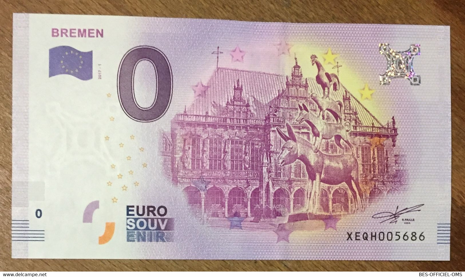 2017 BILLET 0 EURO SOUVENIR ALLEMAGNE DEUTSCHLAND BREMEN ZERO 0 EURO SCHEIN BANKNOTE PAPER MONEY - Specimen