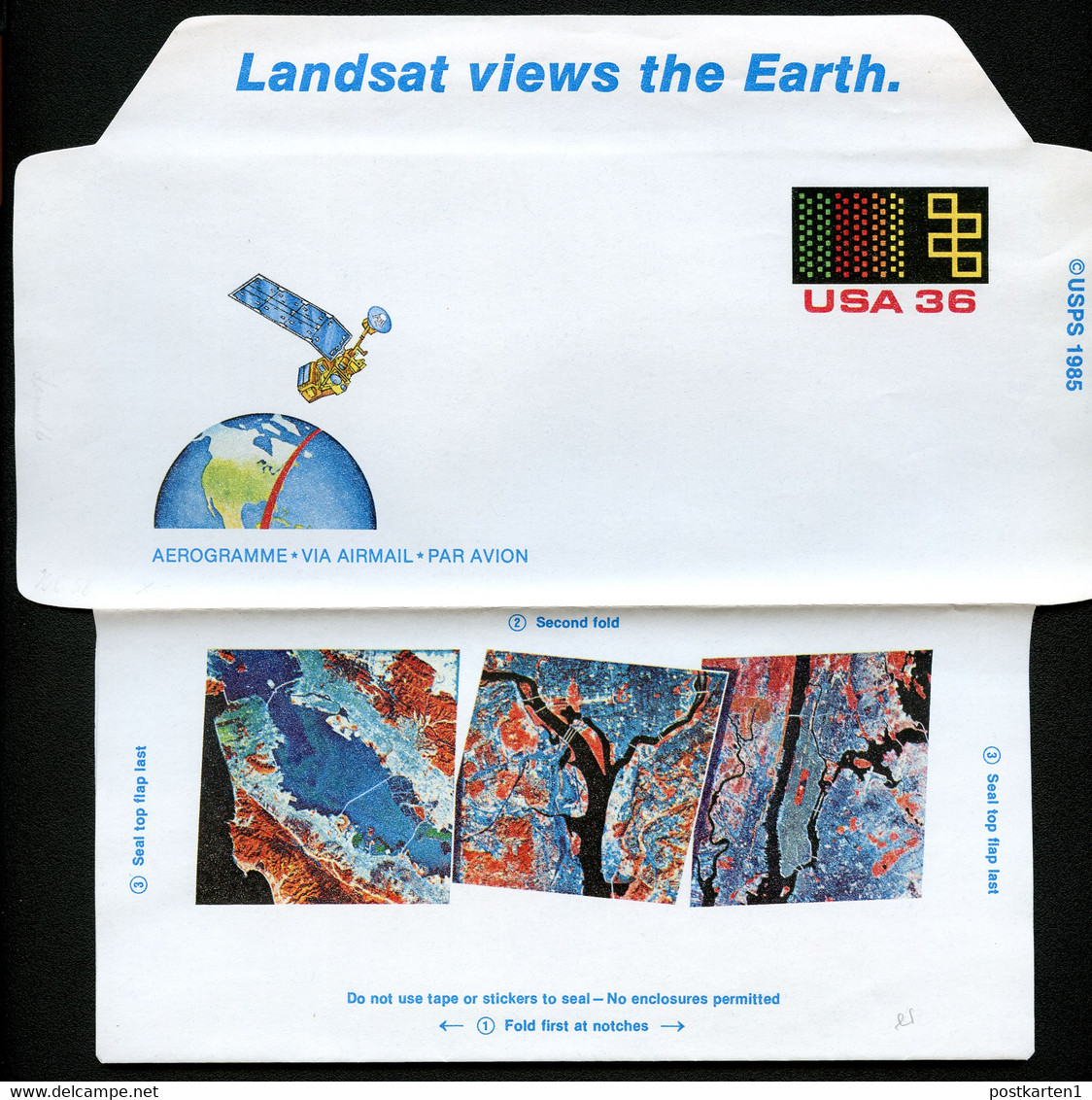 LANDSAT USA UC58 PSE Aerogramme Mint 1985 - North  America