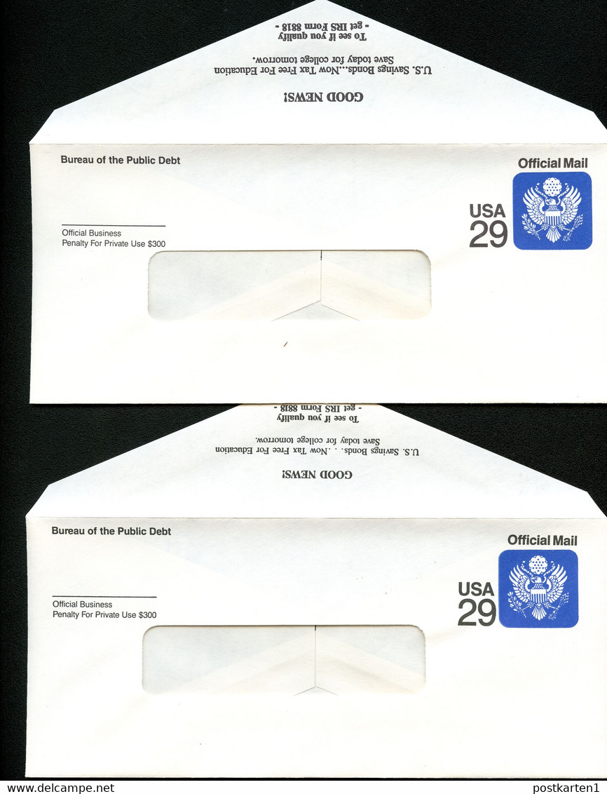 UO85 2 Diff. PSE Official Envelopes Mint 1991 Cat. $4.90 - 1981-00