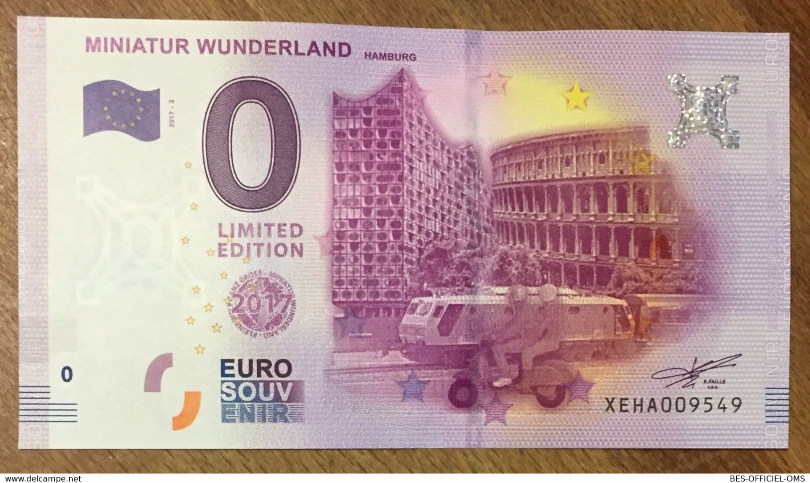 2017 BILLET 0 EURO SOUVENIR ALLEMAGNE DEUTSCHLAND MINIATUR WUNDERLAND ZERO 0 EURO SCHEIN BANKNOTE PAPER MONEY - [17] Fictifs & Specimens