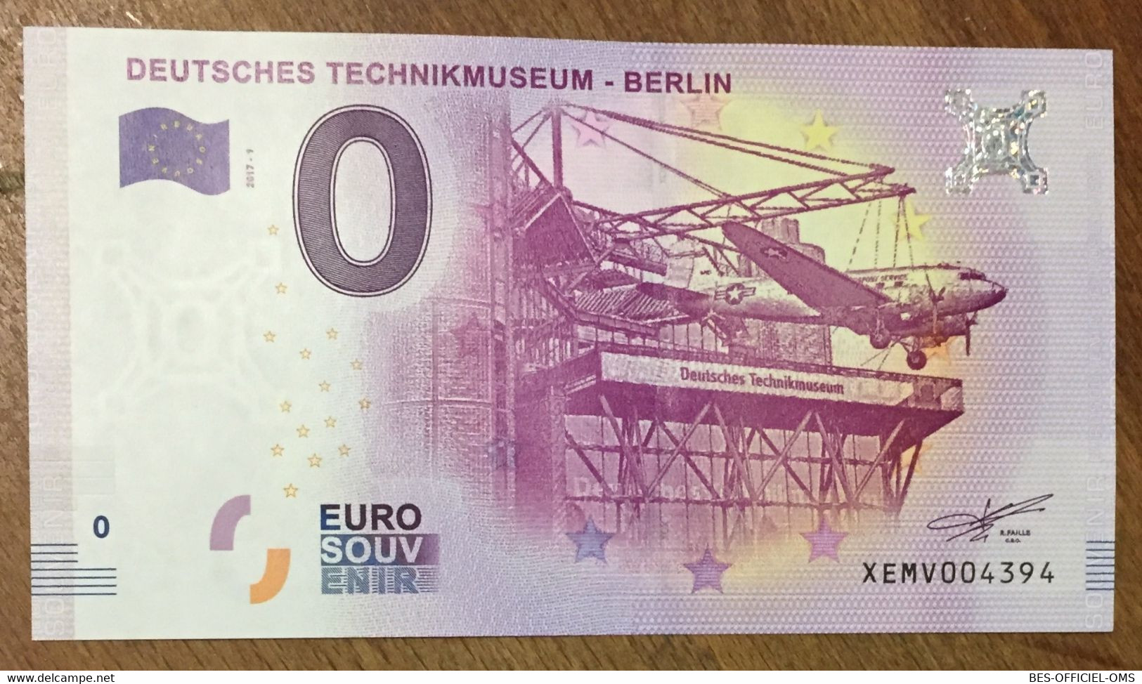 2017 BILLET 0 EURO SOUVENIR ALLEMAGNE DEUTSCHLAND DEUTSCHES TECHNIKMUSEUM BERLIN ZERO 0 EURO SCHEIN BANKNOTE PAPER MONEY - [17] Fakes & Specimens