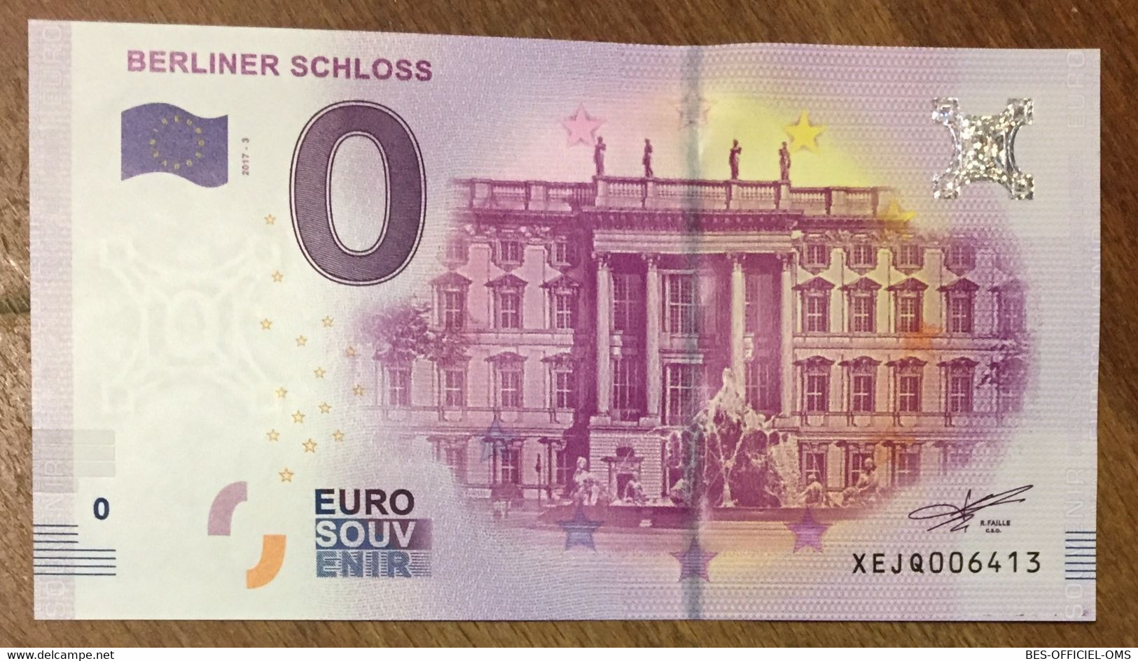 2017 BILLET 0 EURO SOUVENIR ALLEMAGNE DEUTSCHLAND BERLINER SCHLOSS ZERO 0 EURO SCHEIN BANKNOTE PAPER MONEY - [17] Falsos & Especimenes