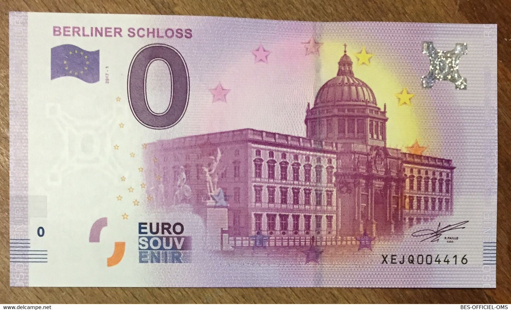 2017 BILLET 0 EURO SOUVENIR ALLEMAGNE DEUTSCHLAND BERLINER SCHLOSS ZERO 0 EURO SCHEIN BANKNOTE PAPER MONEY - [17] Fakes & Specimens