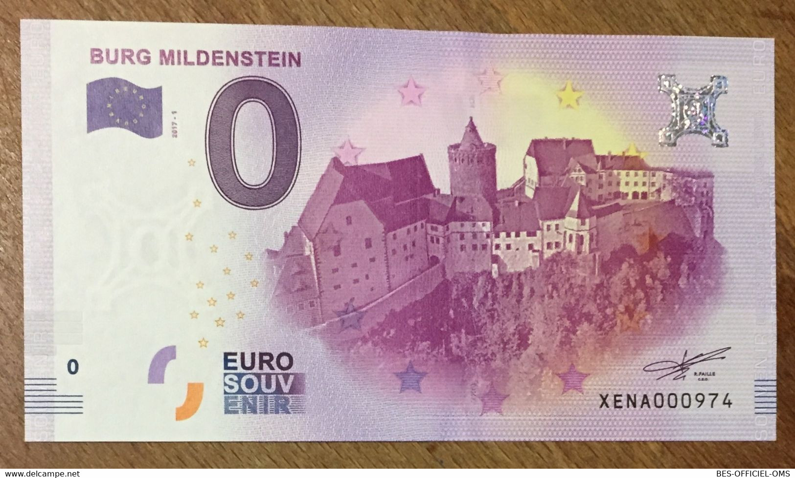 2017 BILLET 0 EURO SOUVENIR ALLEMAGNE DEUTSCHLAND BURG MILDENSTEIN ZERO 0 EURO SCHEIN BANKNOTE PAPER MONEY - [17] Falsos & Especimenes