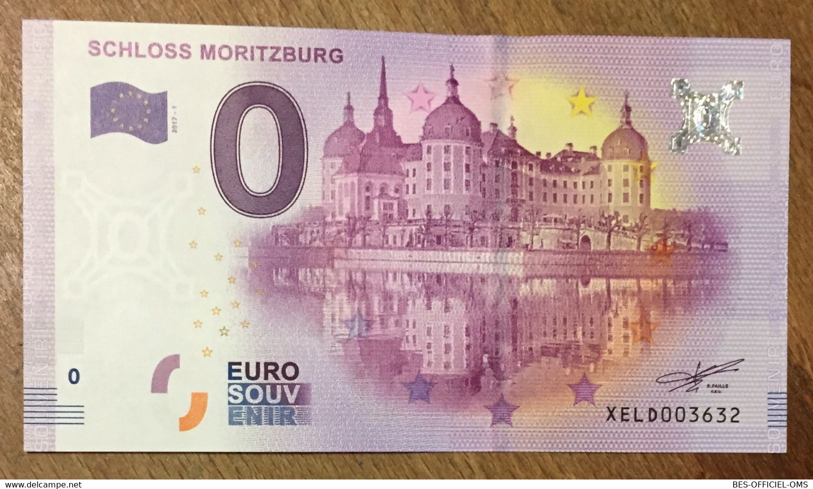 2017 BILLET 0 EURO SOUVENIR ALLEMAGNE DEUTSCHLAND SCHLOSS MORITZBURG ZERO 0 EURO SCHEIN BANKNOTE PAPER MONEY - Specimen