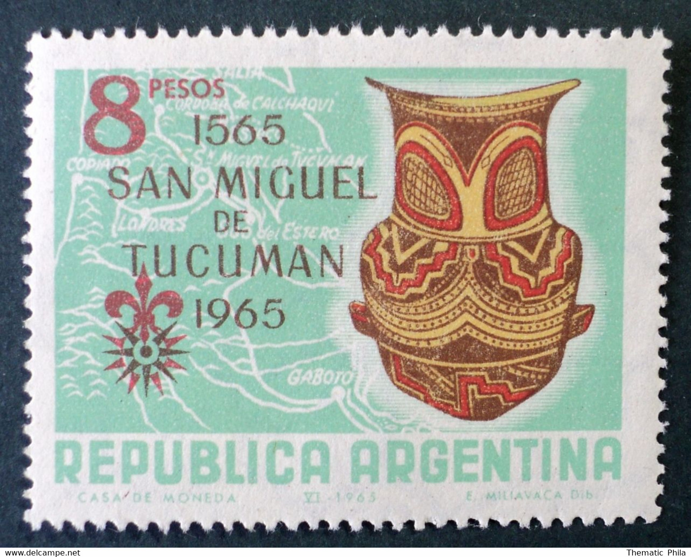 1965 Argentina MNH - 400º San Martín De Tucumán Ceramica Ceramic Pottery Pot - Autres & Non Classés
