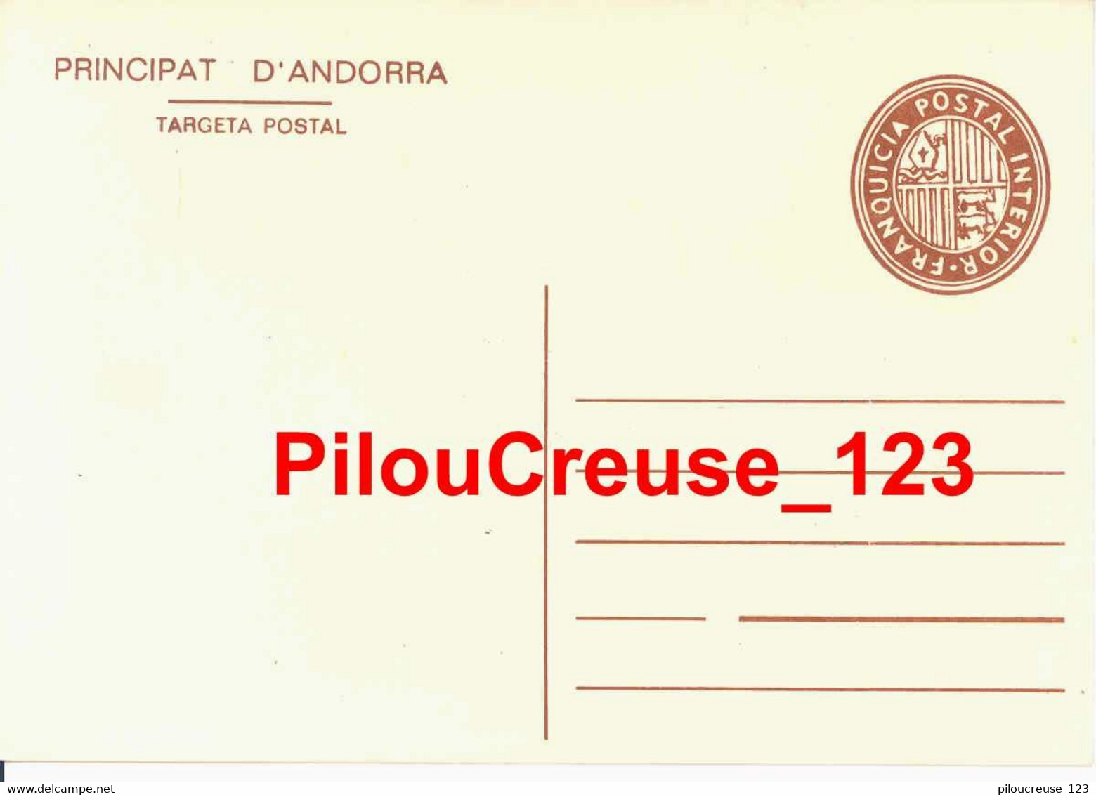 ANDORRE ESPAGNOL - PRINCIPAT D'ANDORRA - Targeta Postal " - Otros & Sin Clasificación