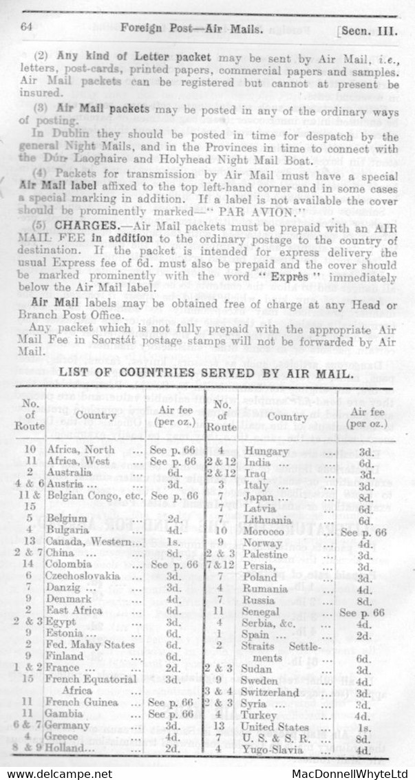 Ireland Airmail 1928 PAR AVION AER PHOST M.P. 25 Black On Blue Etiquette Full Sheet Of 82 Mint, Some Creasing - Poste Aérienne