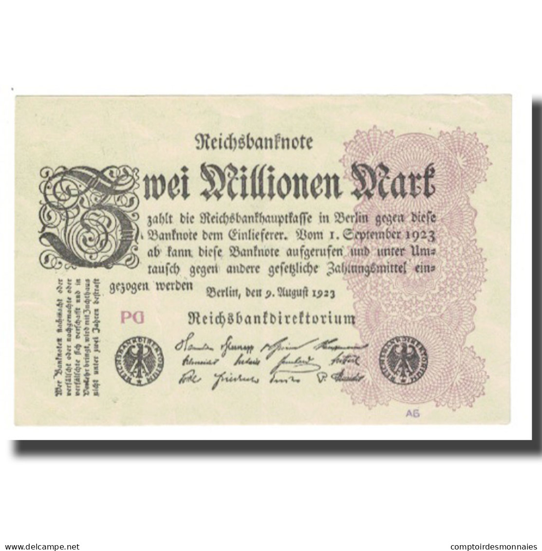 Billet, Allemagne, 2 Millionen Mark, 1923, 1923-08-09, KM:104a, SPL - 2 Millionen Mark