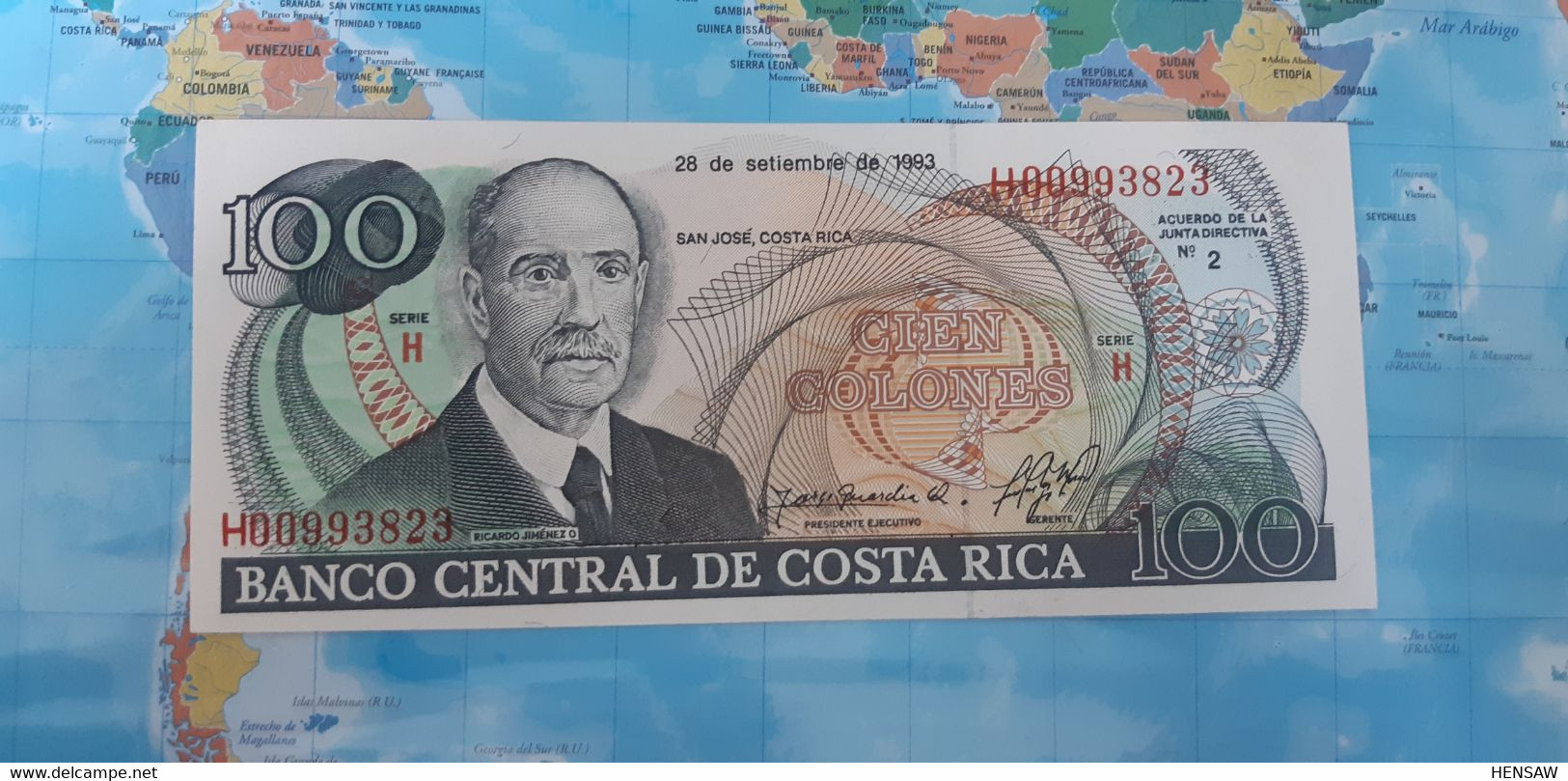 COSTA RICA 100 COLONES 1993 P261a UNC - Costa Rica