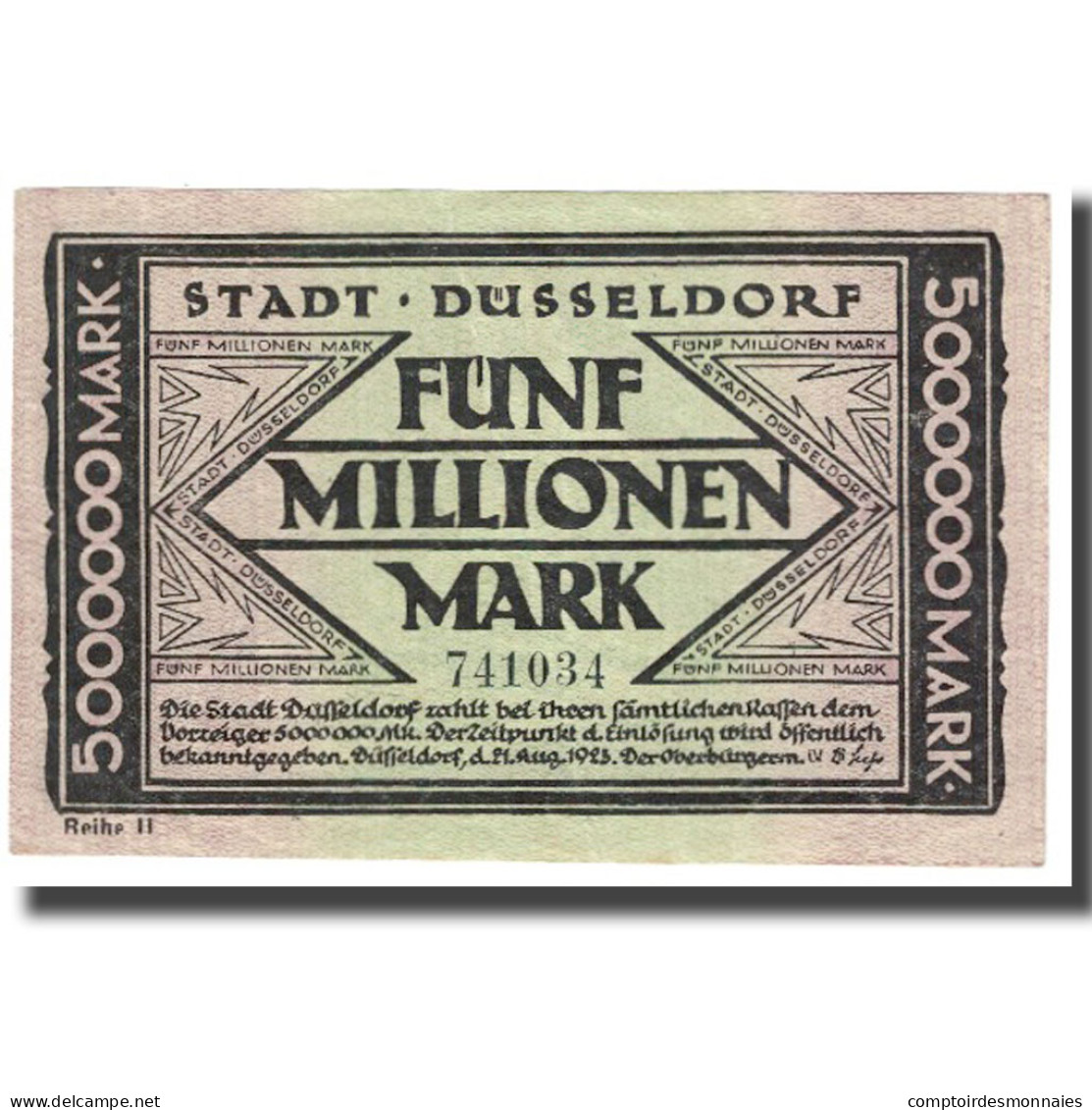 Billet, Allemagne, 5000000 Mark, STADT DUSSELDORF, SPL - [17] Vals & Specimens