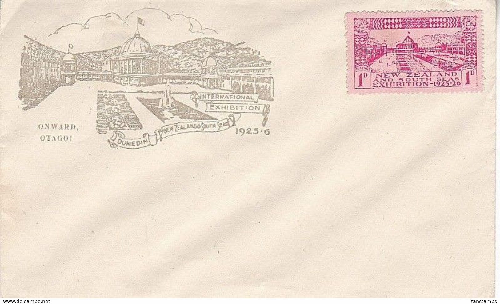 1925 DUNEDIN EXHIBITION STAMPED 1d PREPAID PRINTED STATIONERY COVER. - Covers & Documents
