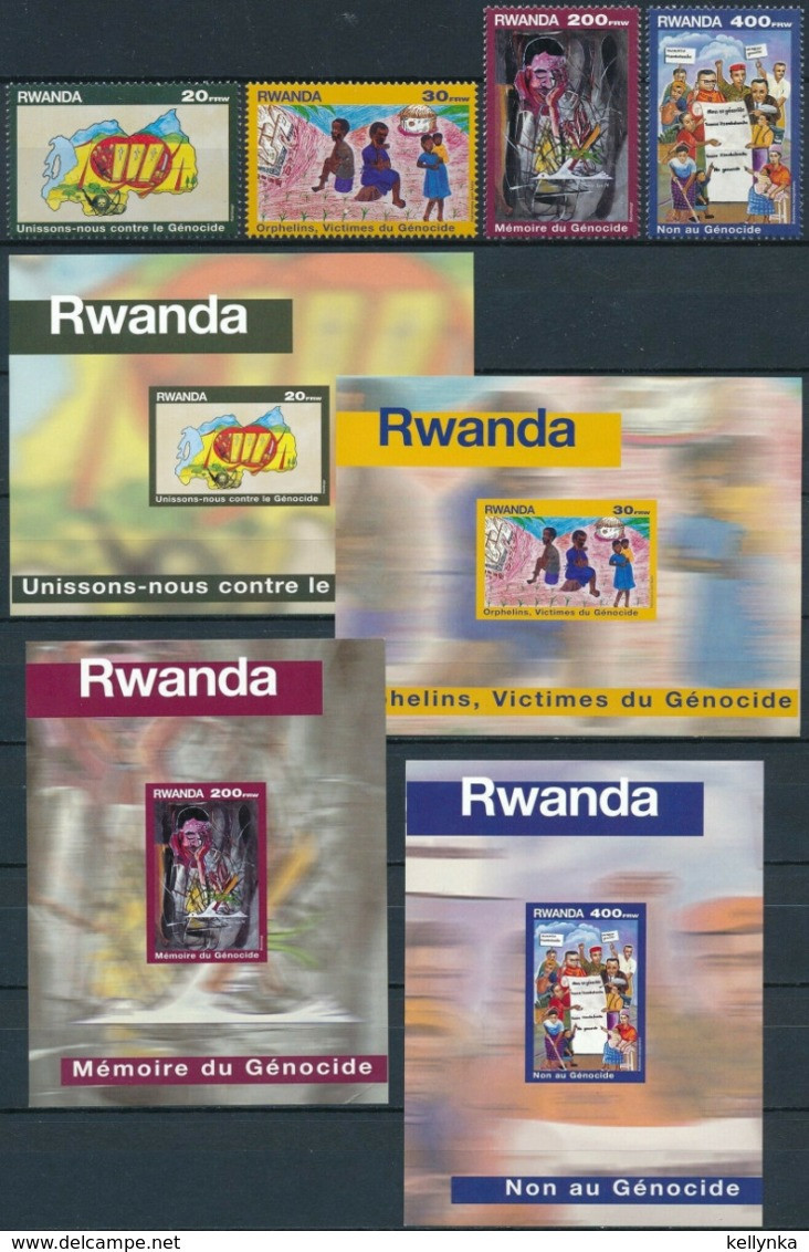Rwanda - 1411/1414 + BL111/114 - Génocide - 1999 - MNH - Unused Stamps