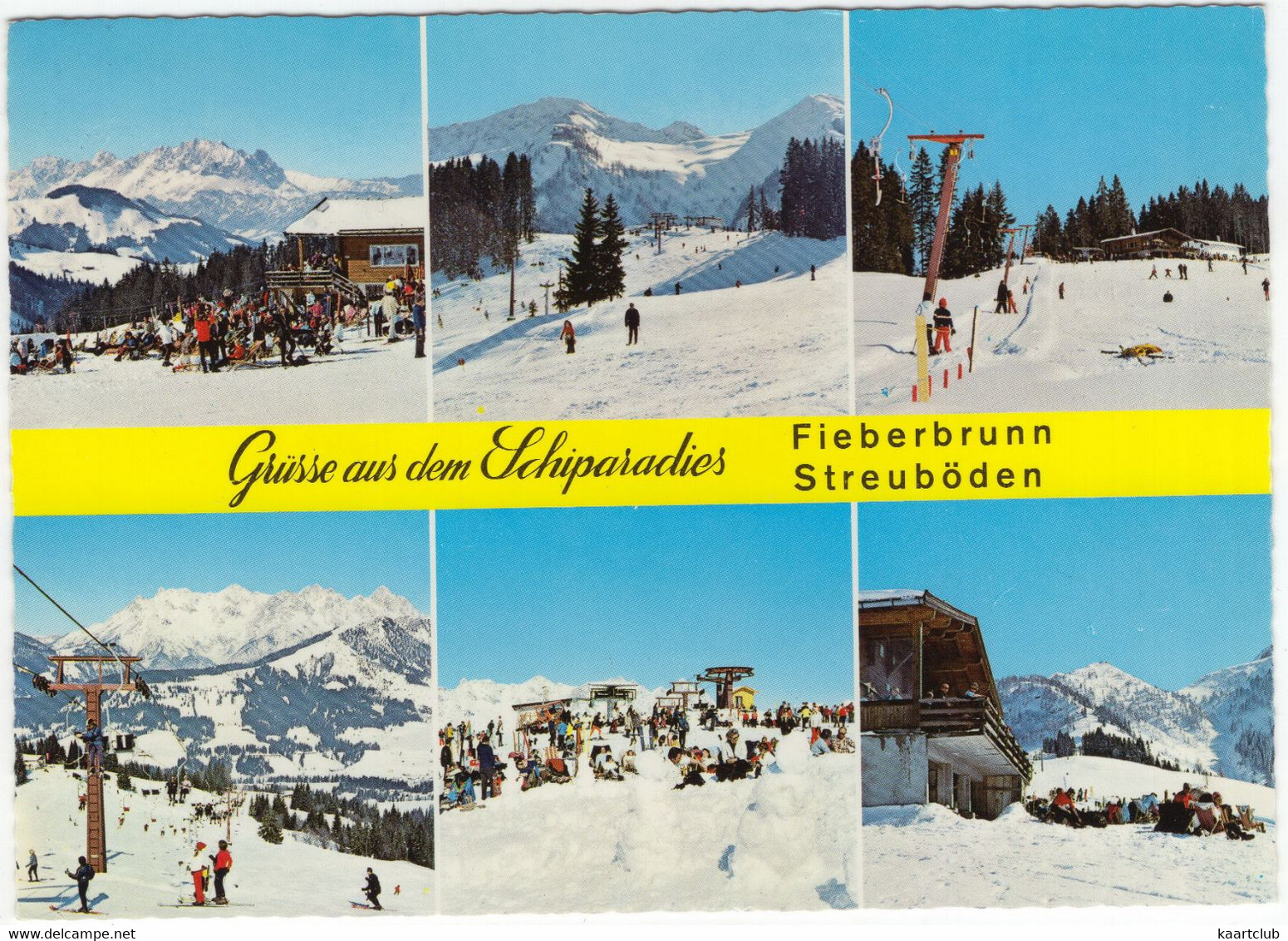 Schiparadies Fieberbrunn Streuböden 1202 M - Gasthof, Abfahrt, Babylift, Doppelsesselbahn, Bergstation - Tirol - Fieberbrunn